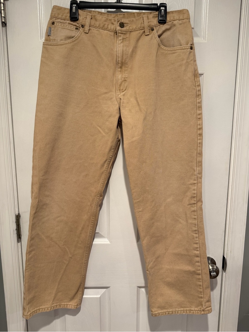 Vintage Carhartt Relaxed Fit Jeans Tan Beige Men's Size 34x30” 5-Pocket Denim